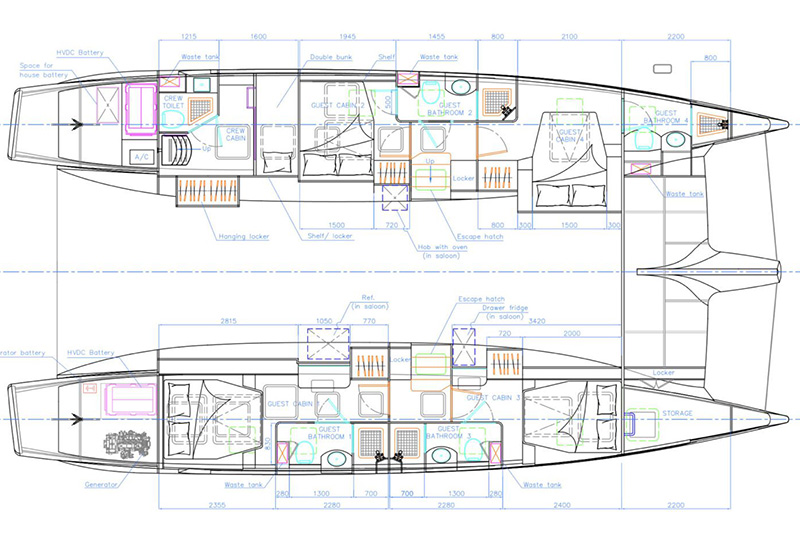 Island Spirit 525E 5-cabin layout