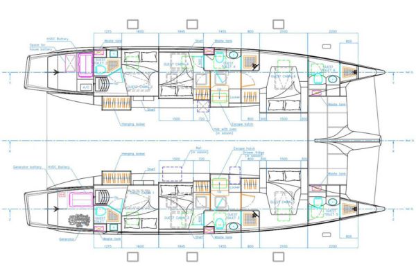 Island Spirit 525E 6-cabin layout