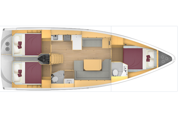 Bavaria C42 3-cabin layout